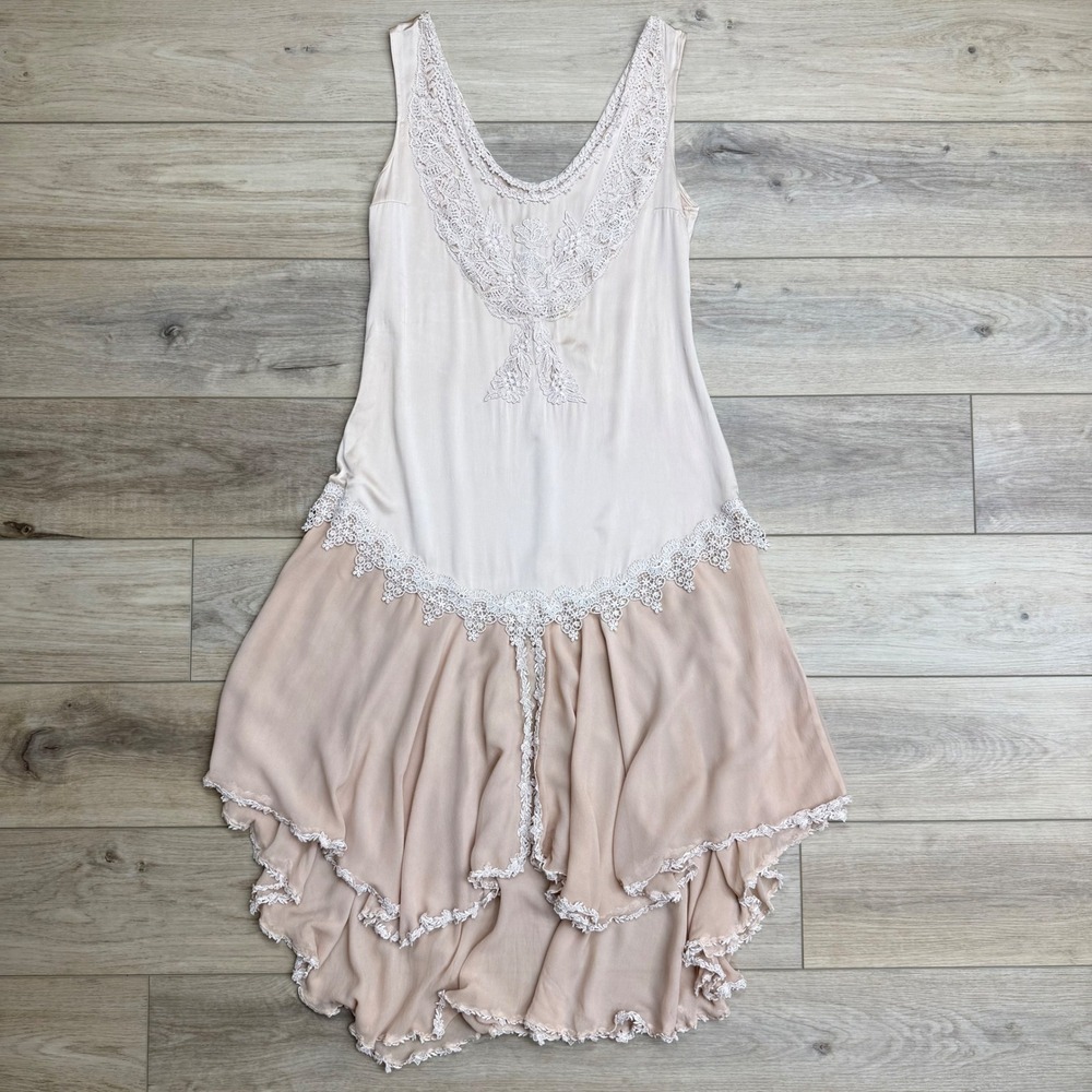 Vintage 20's Style Slip Dress Lace Sleeveless Soft Girl Coquette Romantic‎ READ